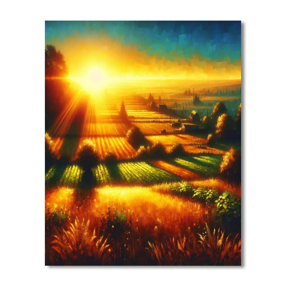 Golden Hour Fields Paint By Numbers Art