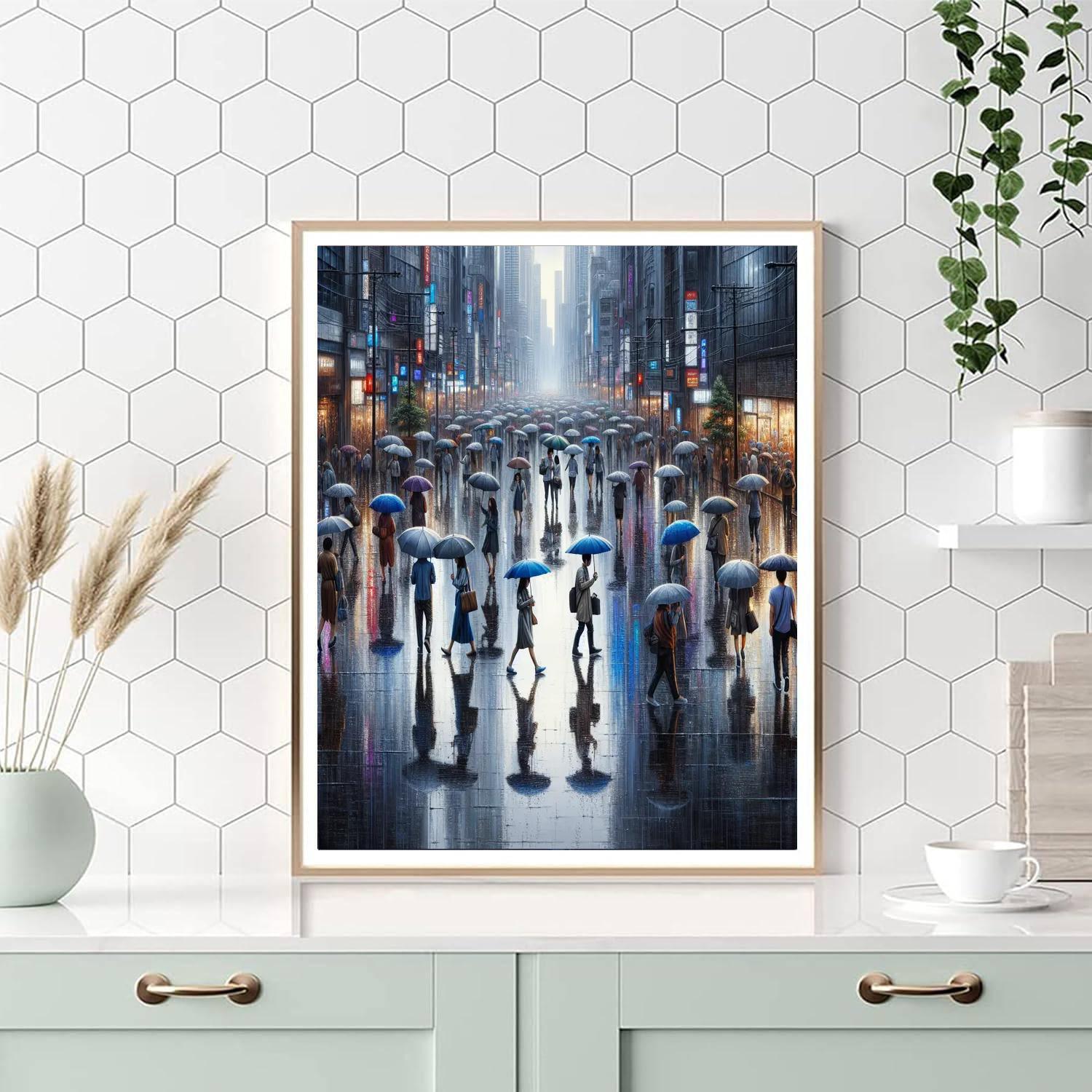 Urban Rainy Day Painting Number Kit