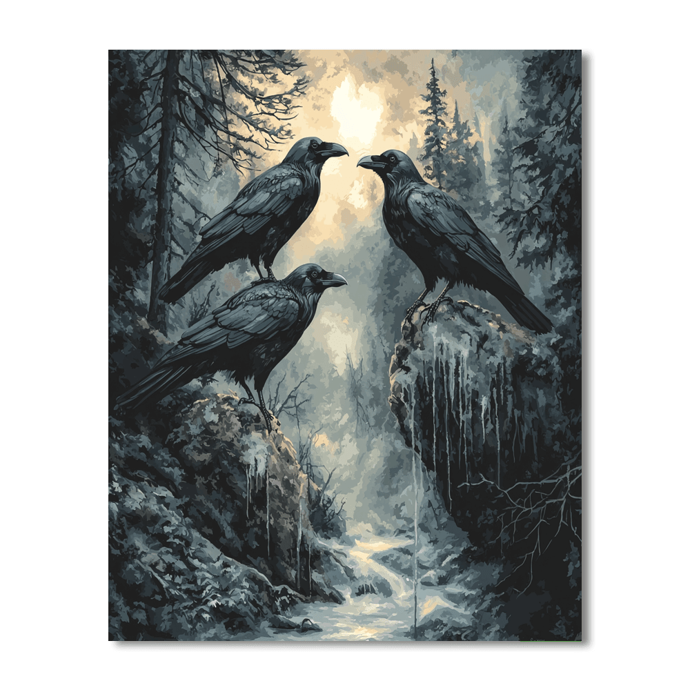 Edvard Munch Inspired Gothic Mystical Ravens  Paint By Number