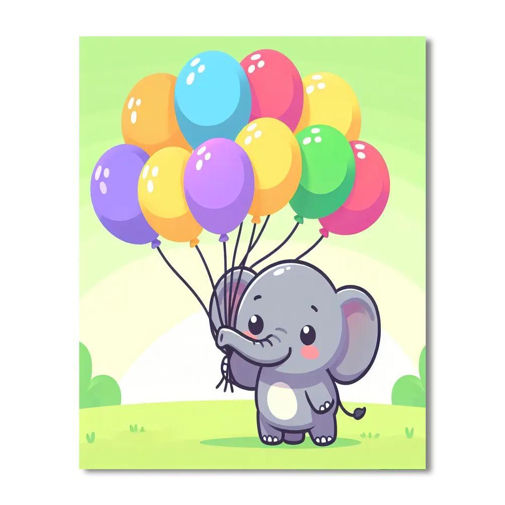 Balloon Festival Elephant Painting By Numbers Kit