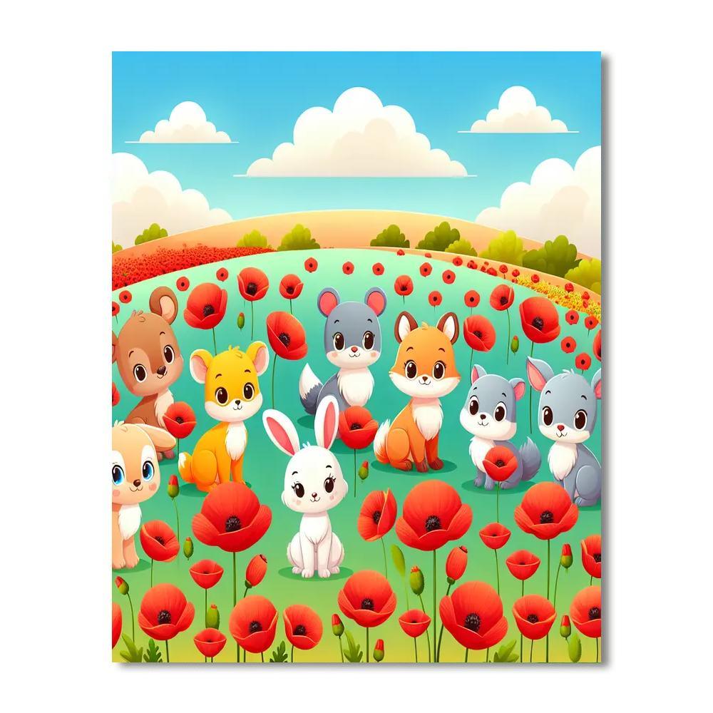 Playful Poppy Field Paint By Numbers Art