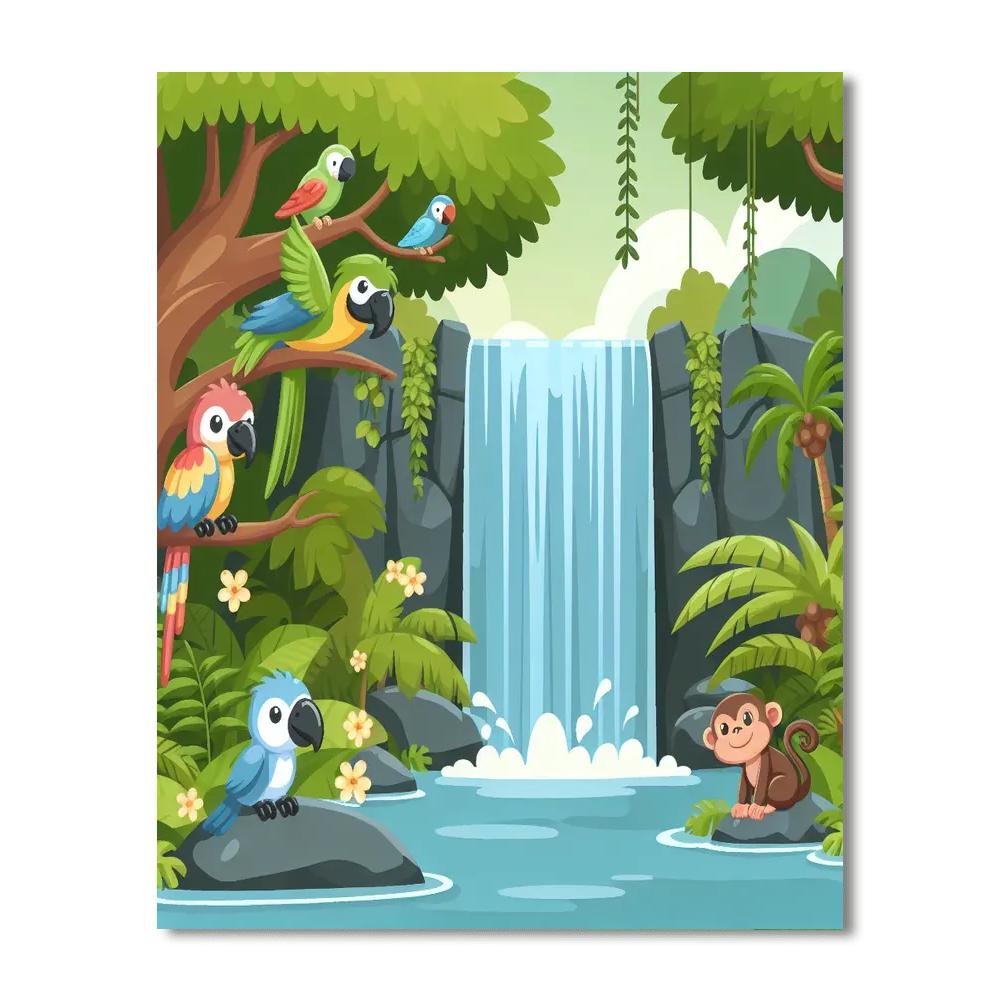 Jungle Waterfall Oasis DIY Paint By Numbers