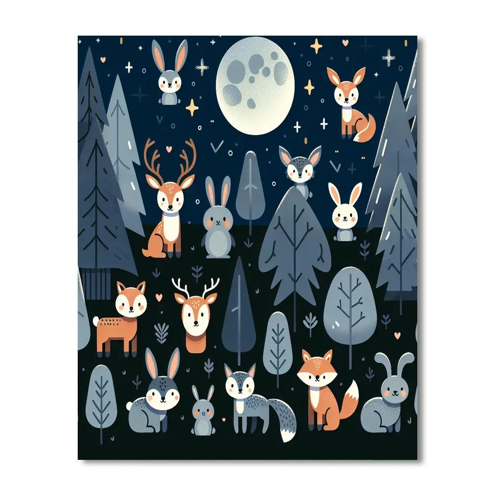 Moonlit Woodland Creatures Paint By Numbers