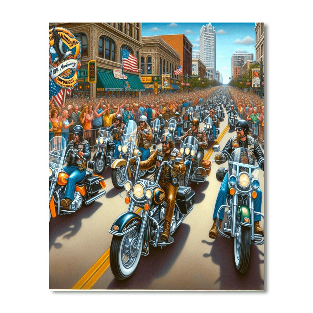 Harley Davidson 110th Anniversary Rally Paint By Numbers Art