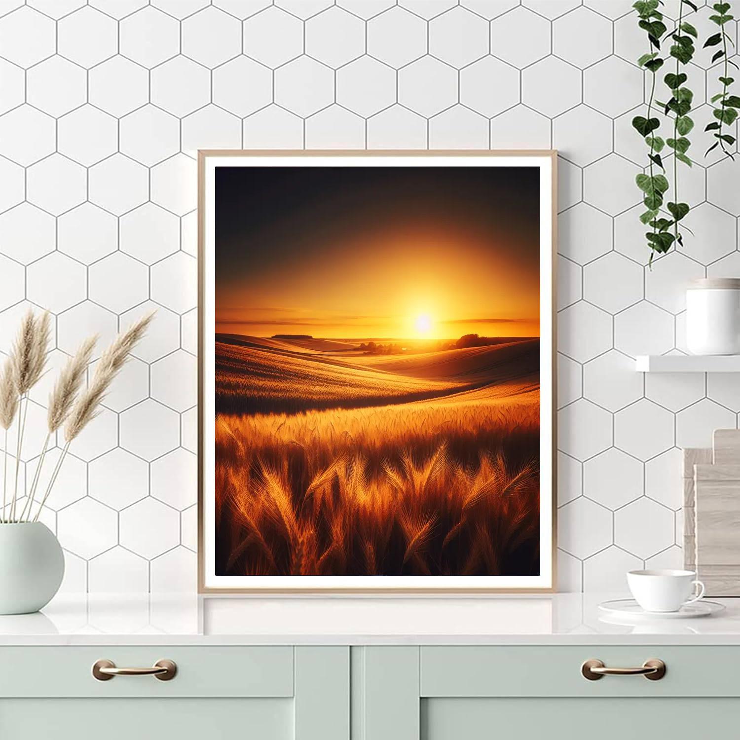 Golden Wheat Fields At Dusk DIY Paint By Numbers