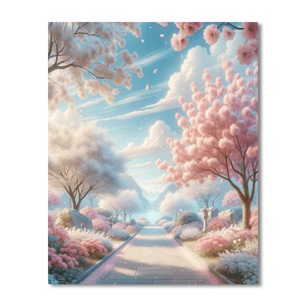 Serene Cherry Blossom Path Paint By Color