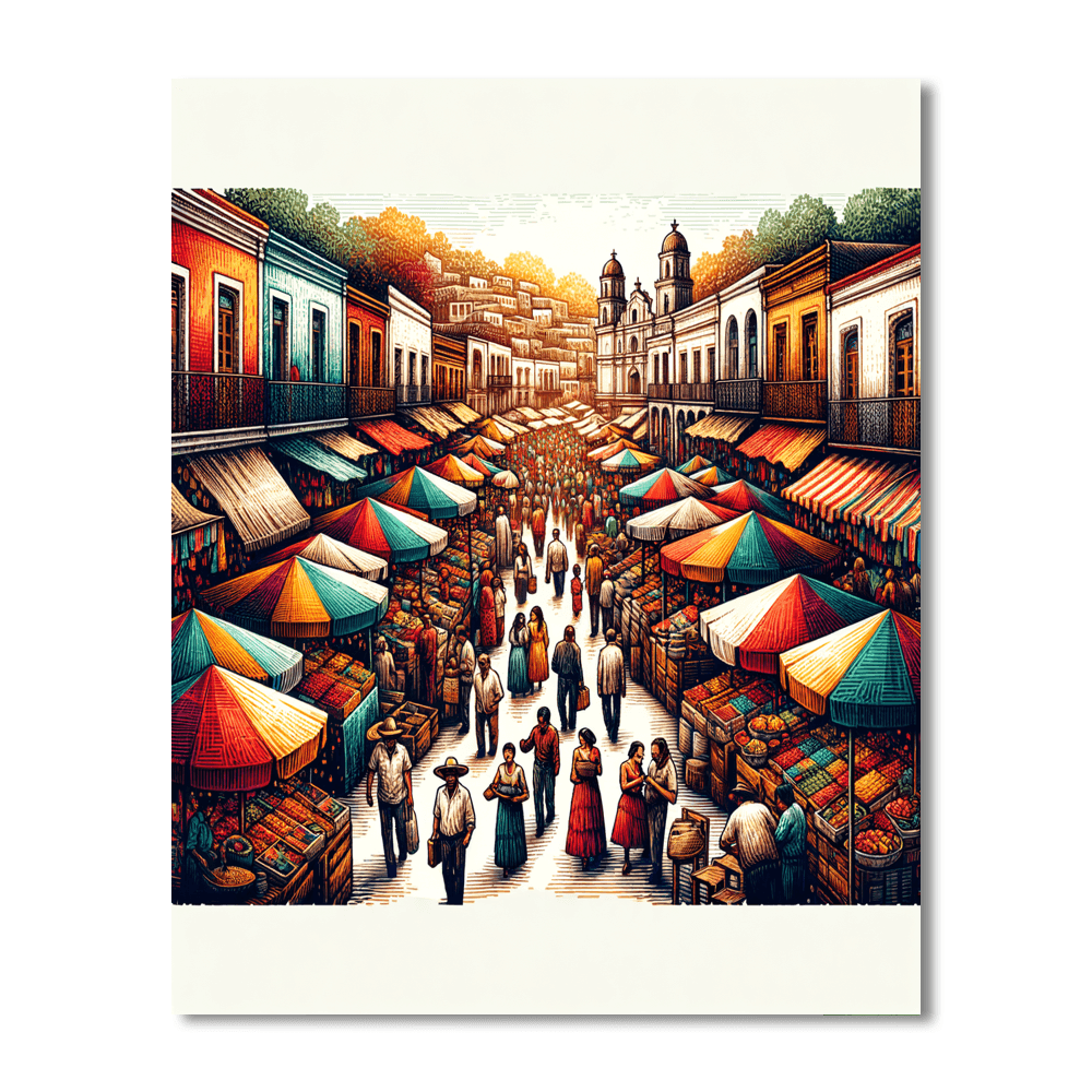 Charming Old Town Market Paint By Number