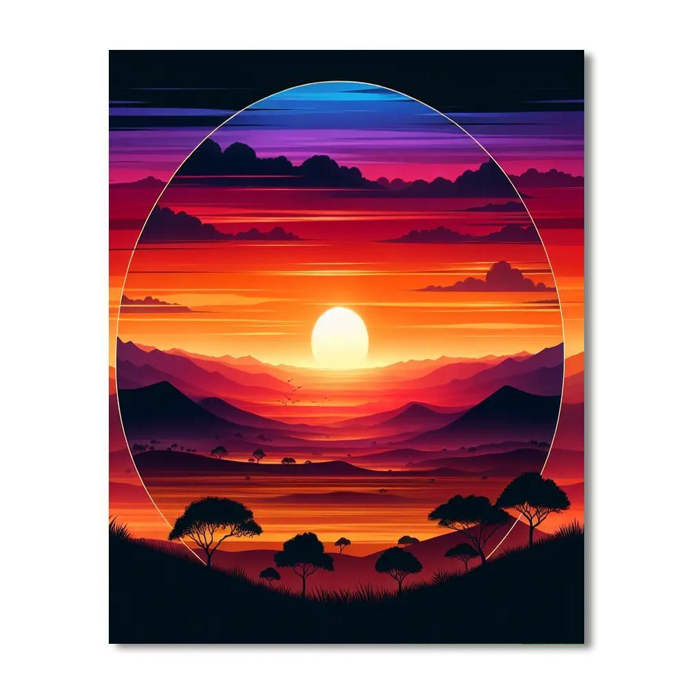 Vibrant Sunset Over The Plains Paint By Numbers Kits