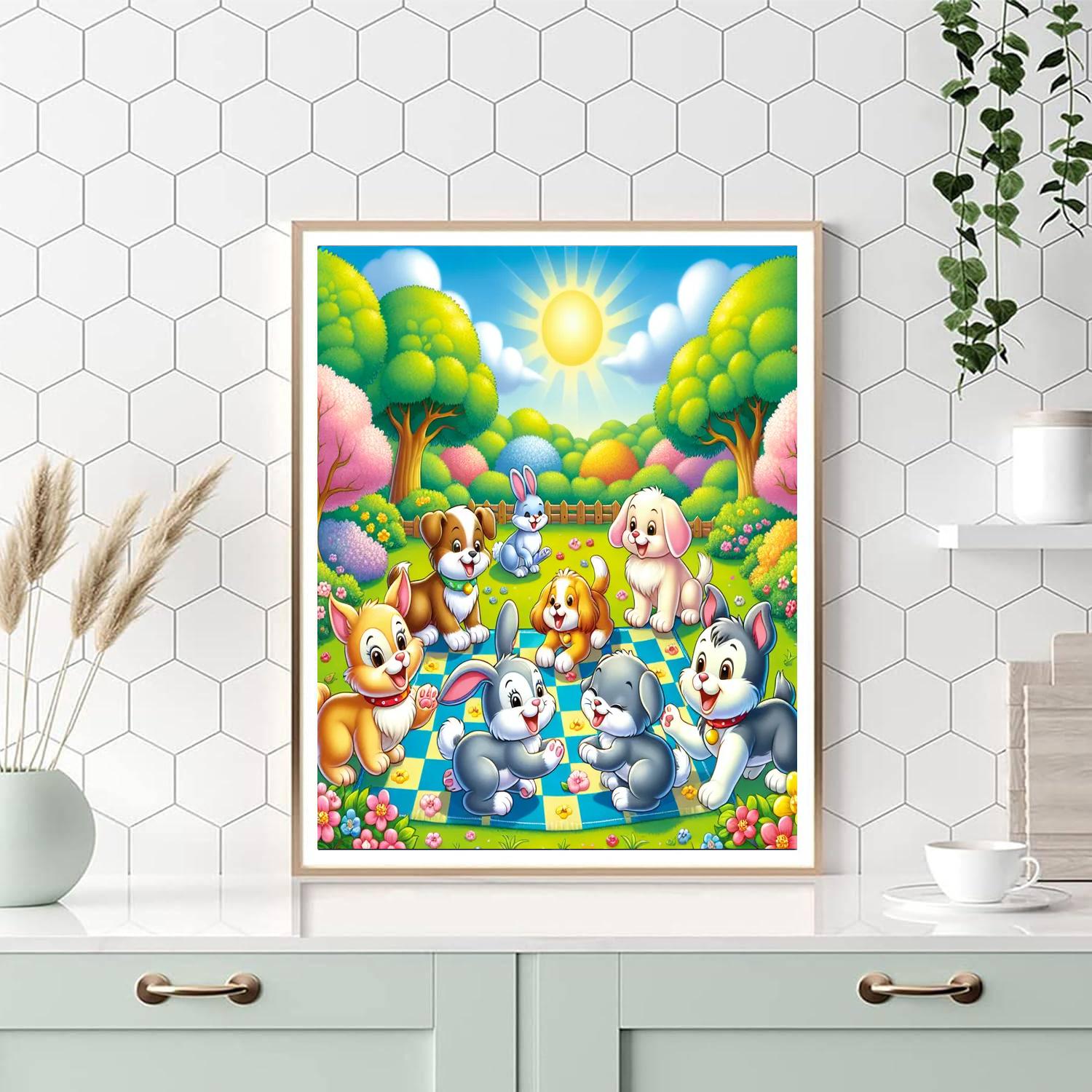 Cute Animal Friends Playdate Paint By Numbers