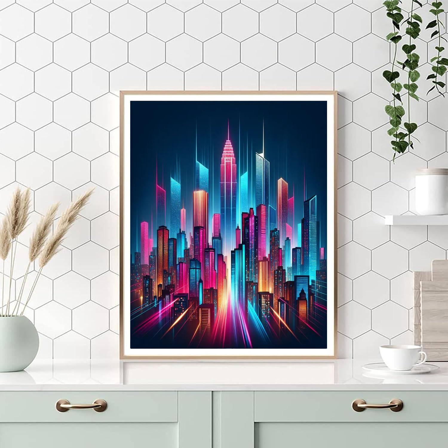 Luminous Neon Cityscape Paint By Numbers