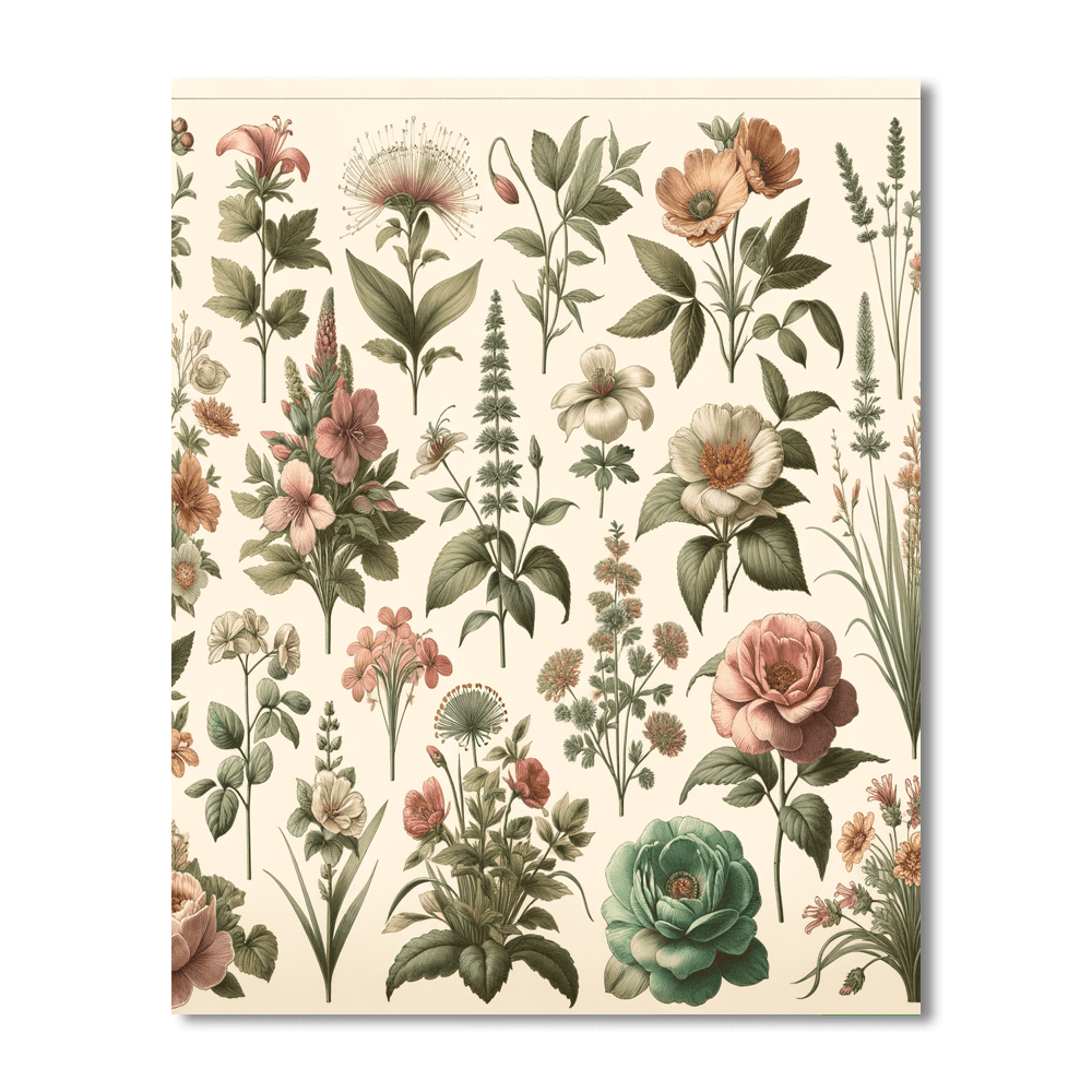 Vintage Botanical Collection Numbered Painting Kits