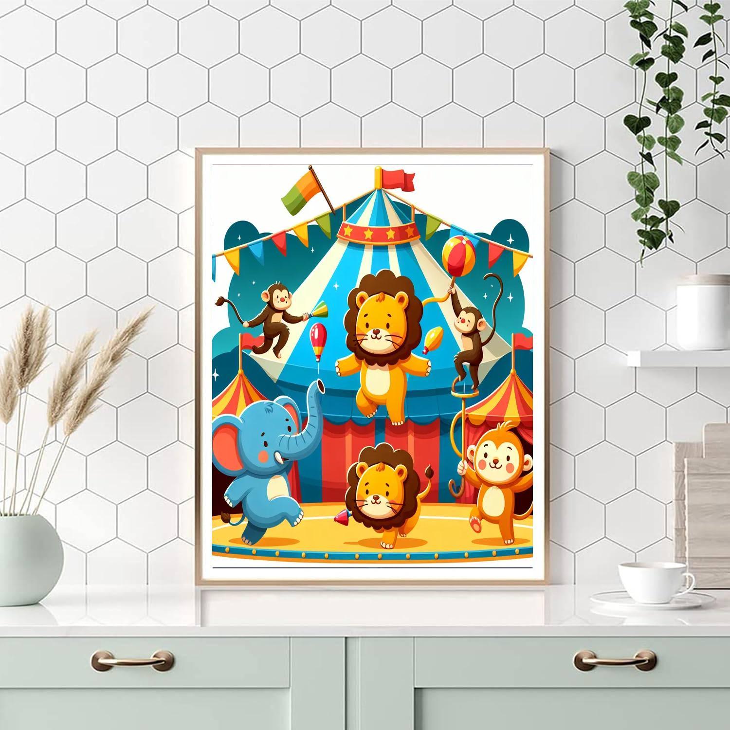 Daring Circus Animals Paint By Numbers Art