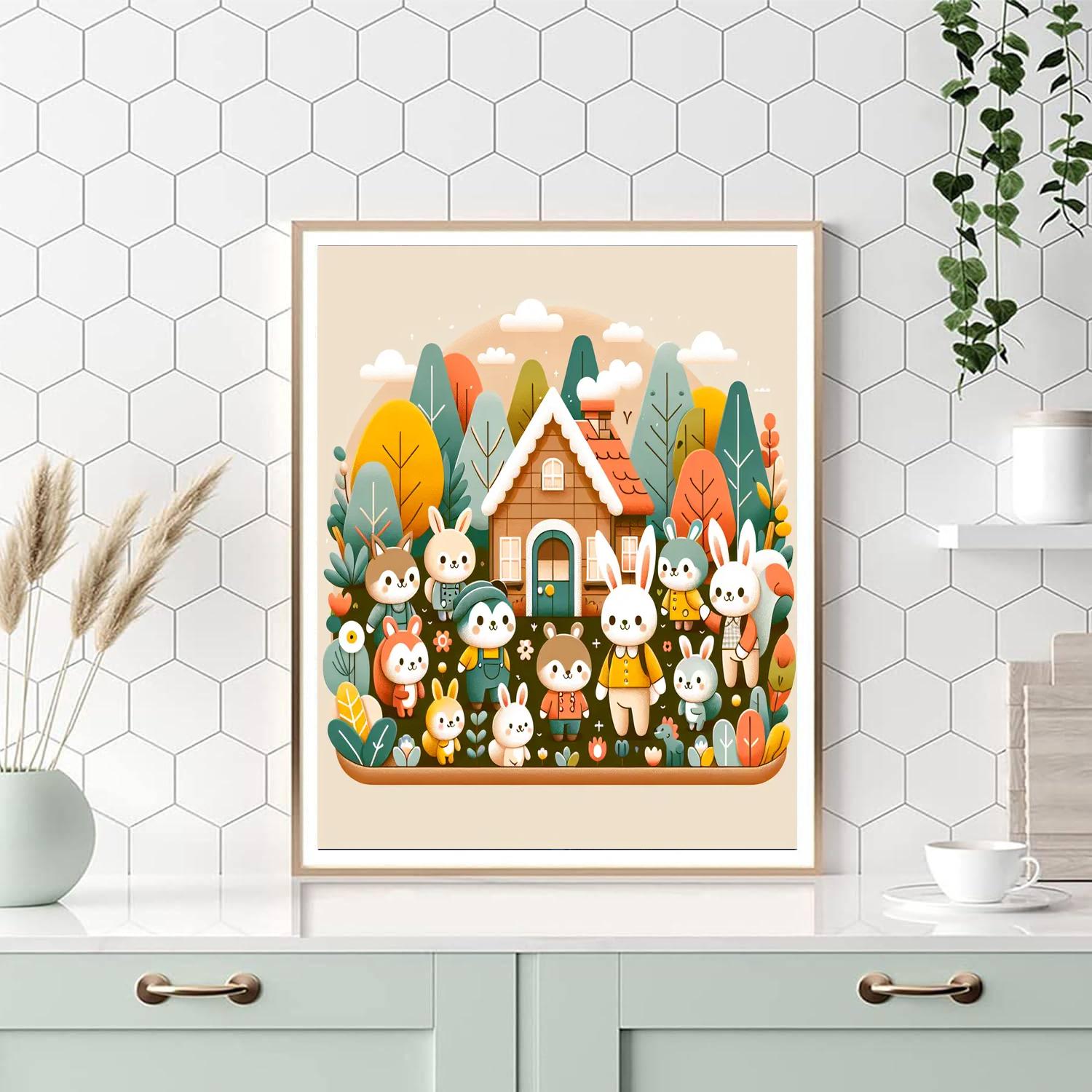 Cozy Cottage Critters Paint By Numbers