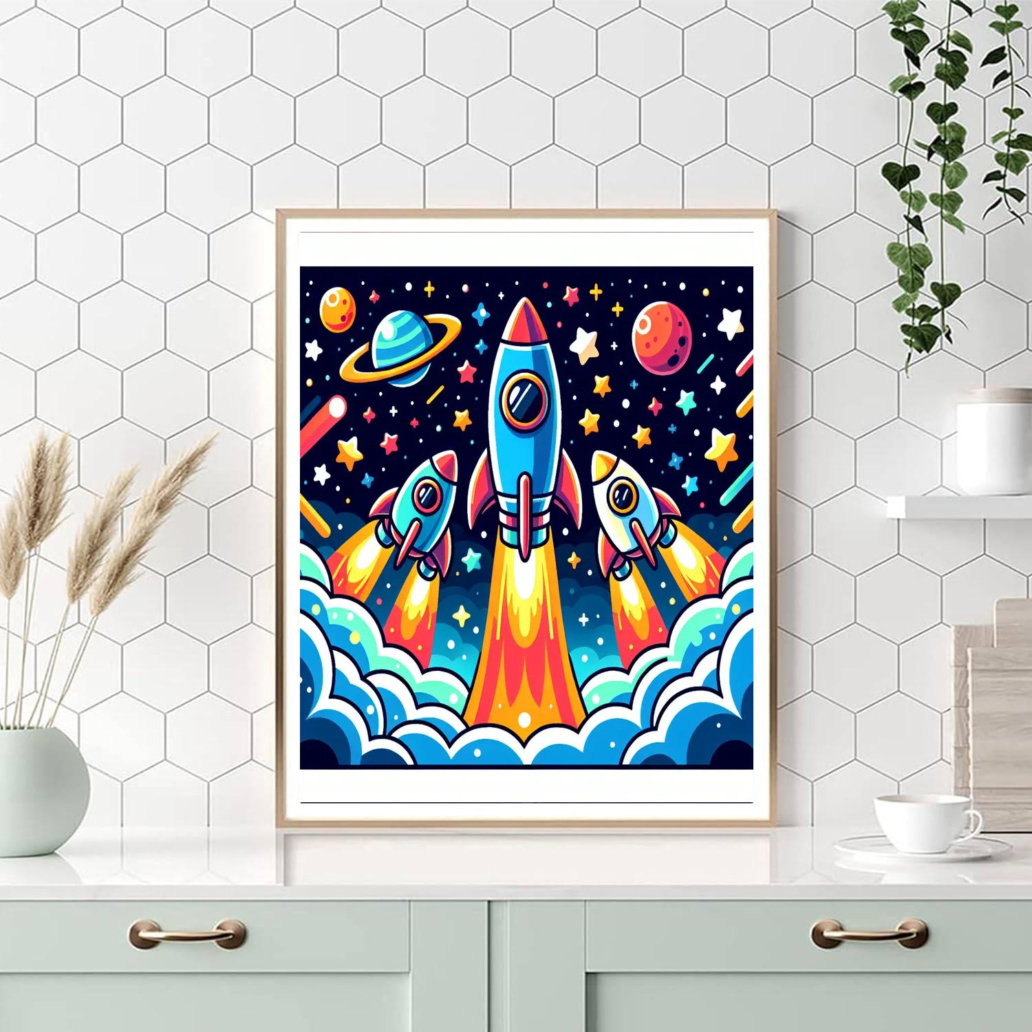 Rocket Ship Race Paint By Number