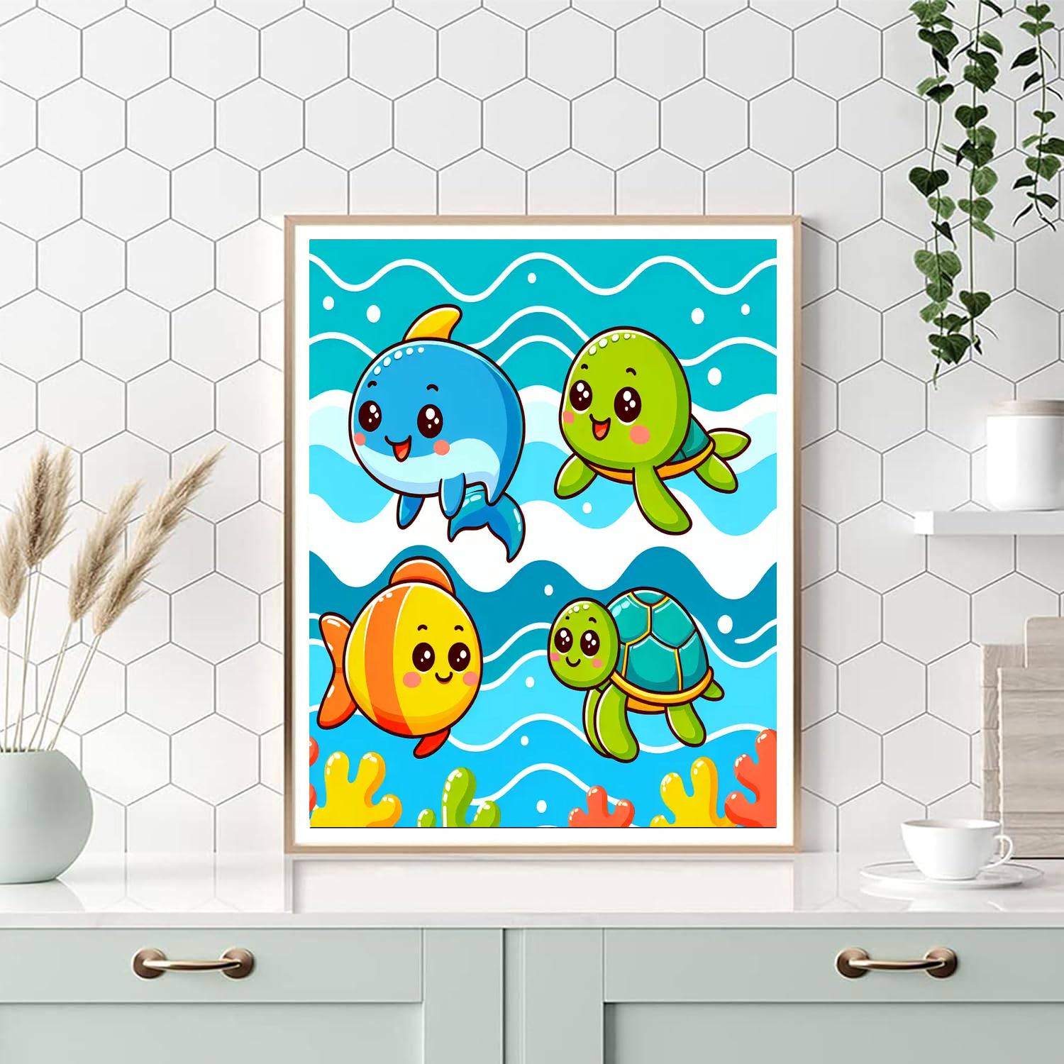 Colorful Marine Life Paint By Numbers Art