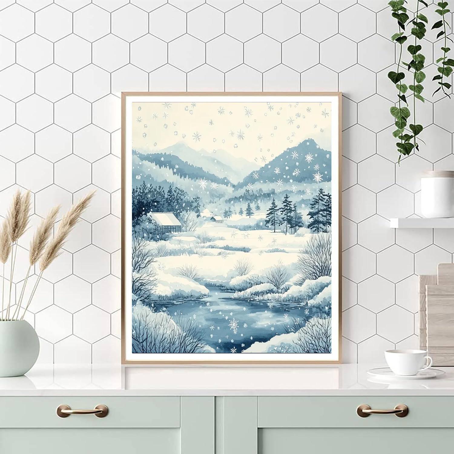 Utagawa Hiroshige Inspired Gentle Traces Of Winter's Grace  Number Painting