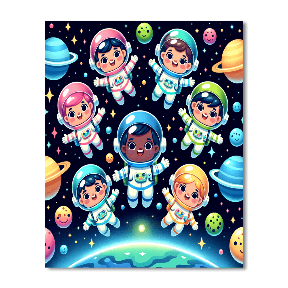 Joyful Space Explorers Painting By Numbers Kit