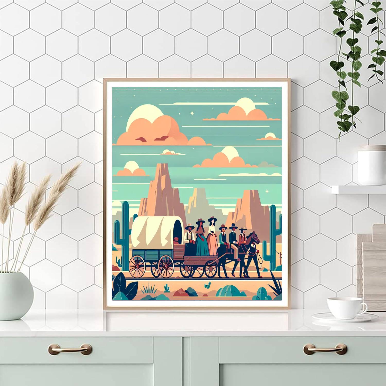 Wild West Pioneer Trail DIY Paint By Numbers