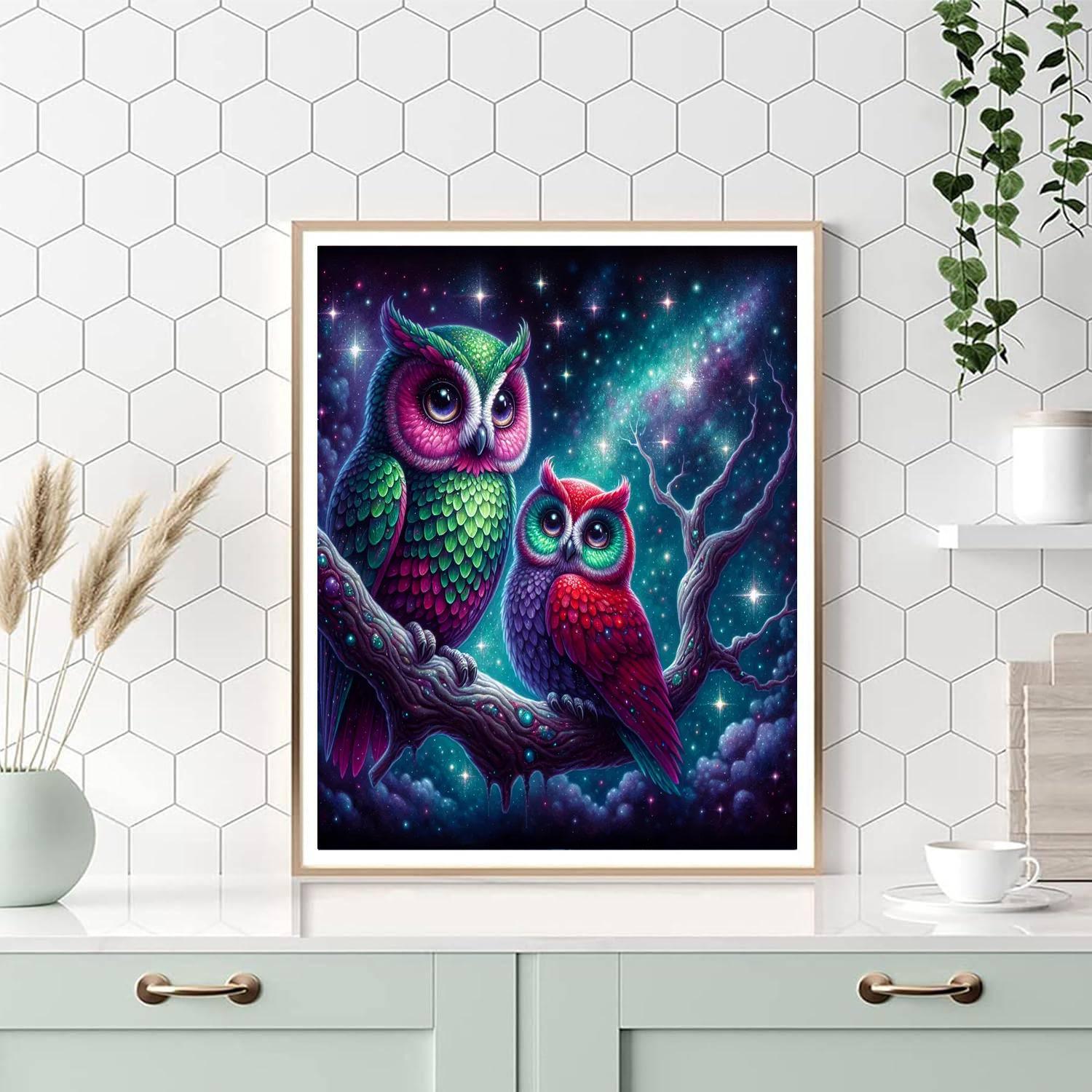 Celestial Night Owls Painting Number Kit