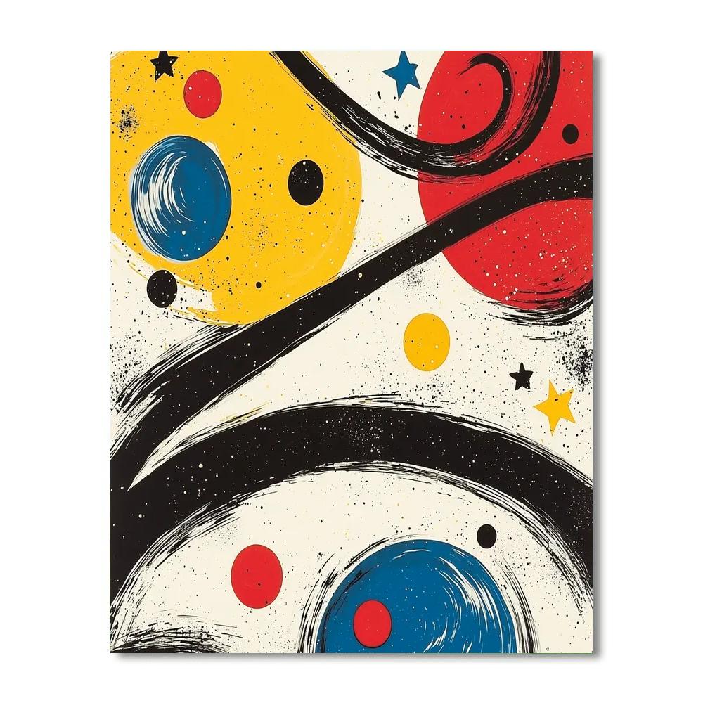 Joan Miró Inspired Whimsical Celestial Whirl  Painting By Numbers Kit