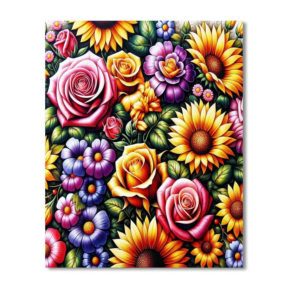Joyful Garden Blossoms Number Painting