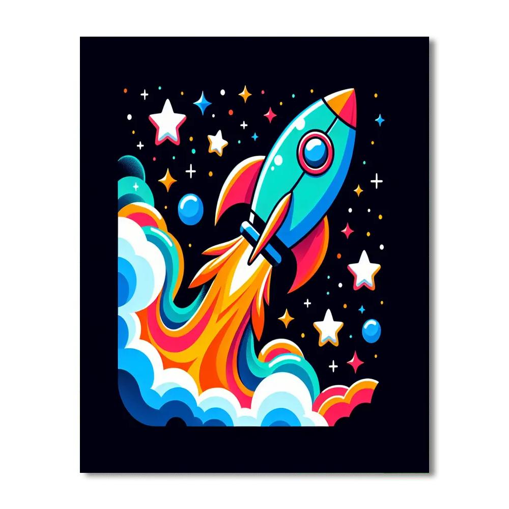 Rocketing Into Space Painting Number Kit