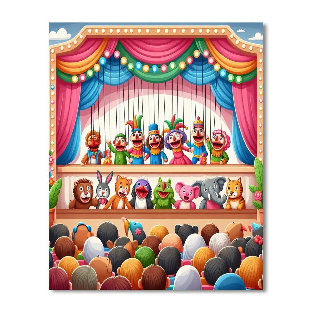 Playful Puppet Theater Paint By Numbers Art