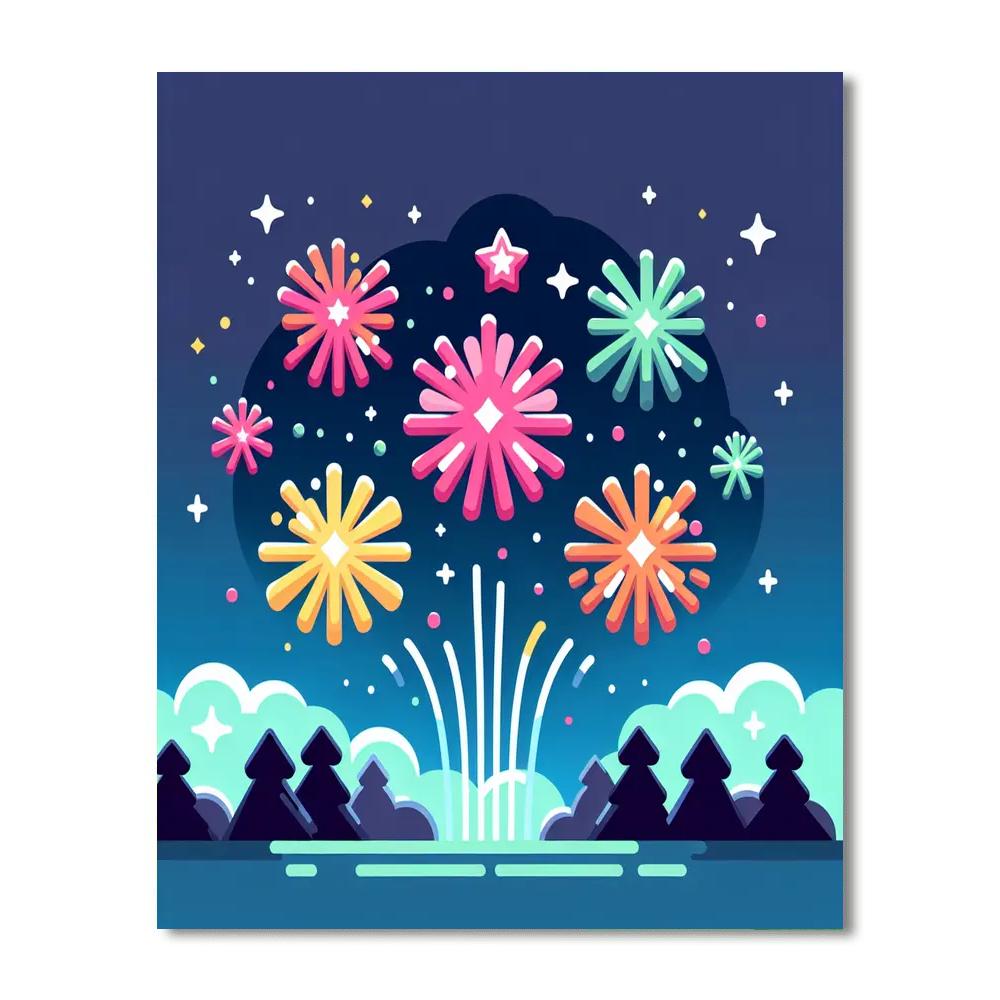 Fanciful Fireworks Fiesta Paint By Numbers Art
