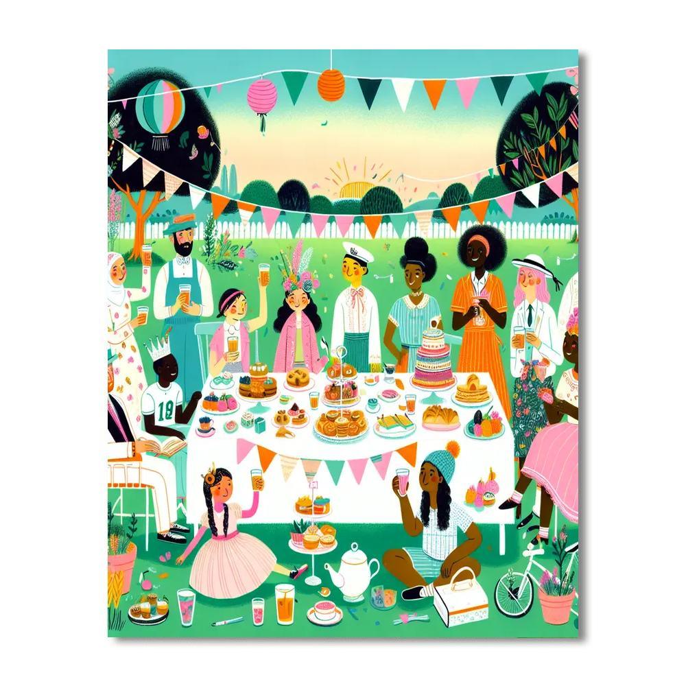 Charming Tea Party Gathering DIY Paint By Numbers