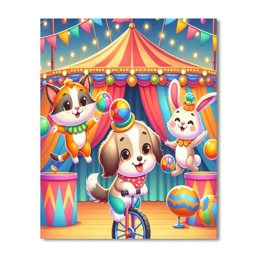 Cuddly Critter Circus DIY Paint By Numbers