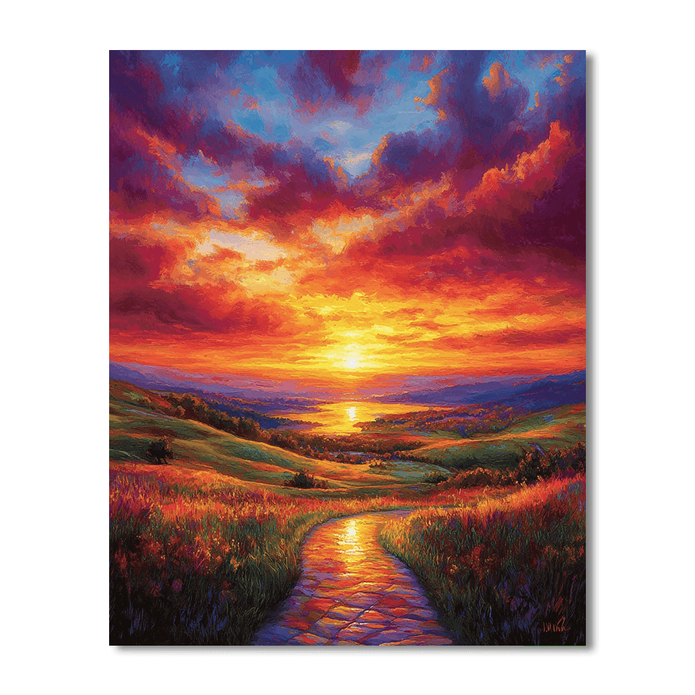 William Turner Inspired Dramatic Sunset Overlook  Paint By Numbers Kits
