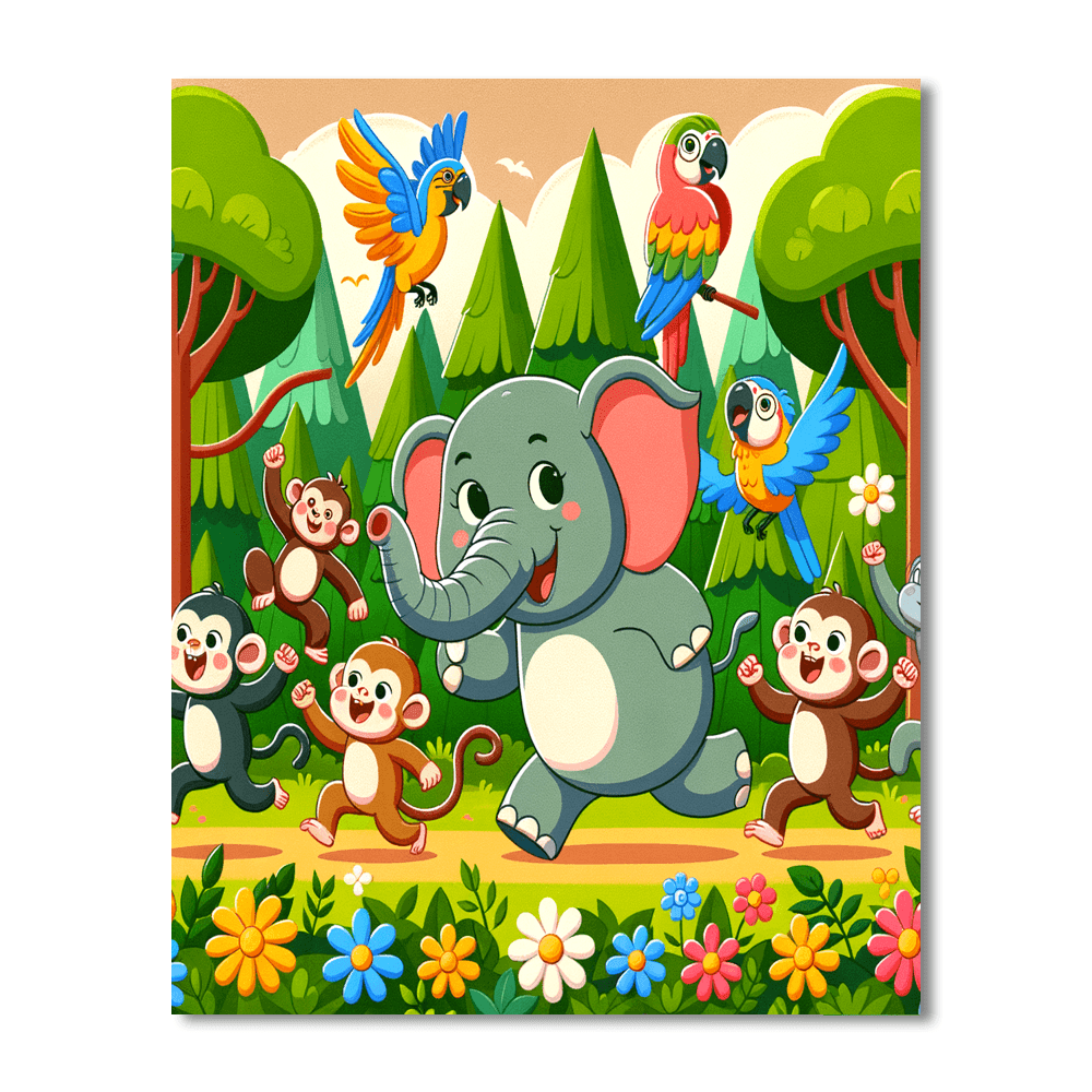 Jolly Jungle Parade Painting By Numbers Kit