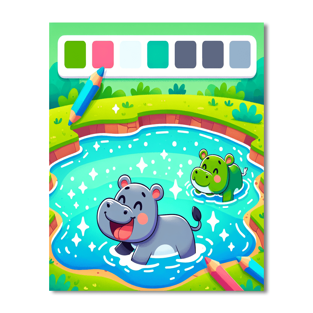 Hippo's Happy Hideaway Paint By Color