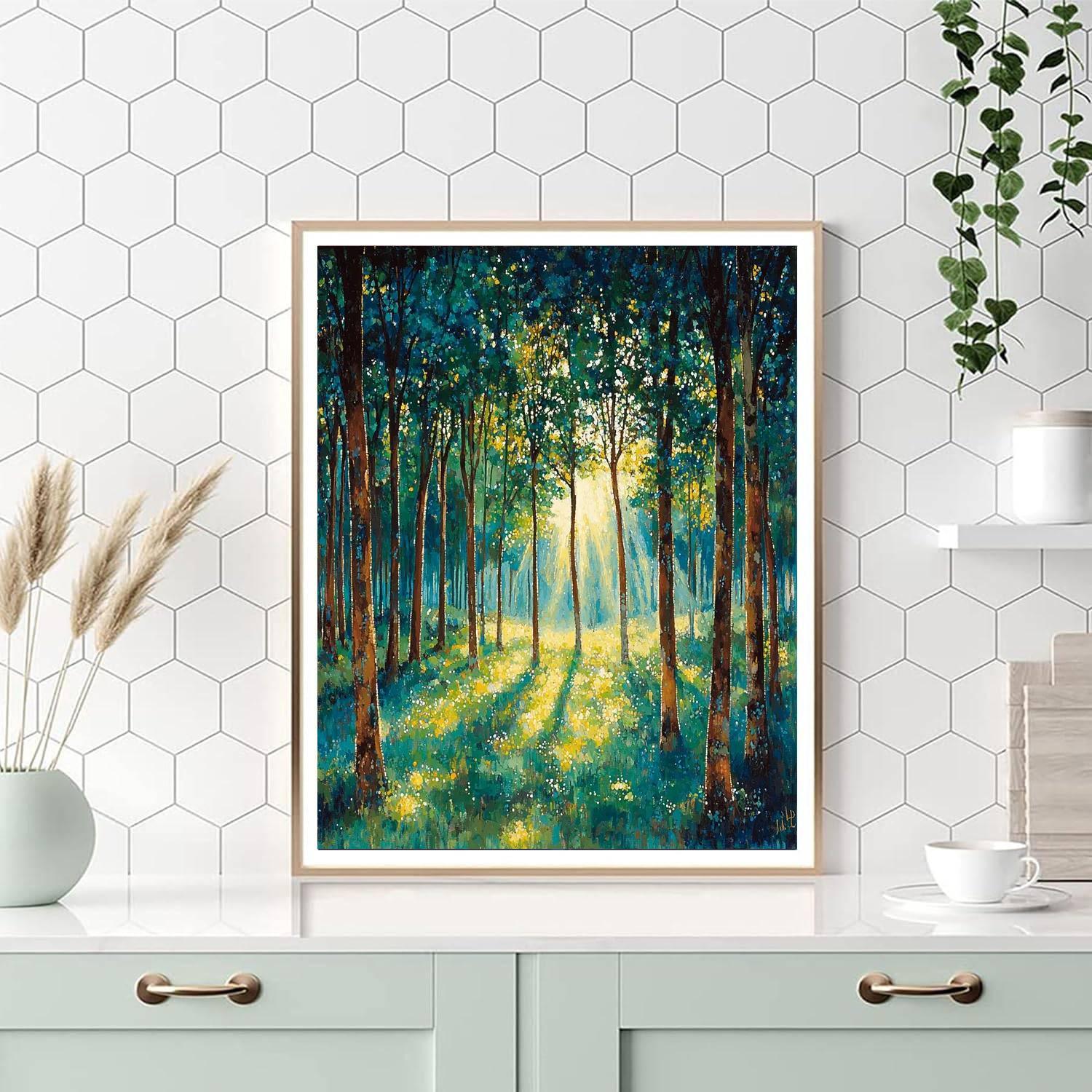 Georges Seurat Inspired Mystic Forest Glimmers  Paint By Numbers Art