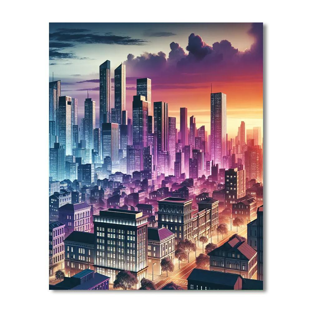 Chic Urban Sunset Painting Number Kit