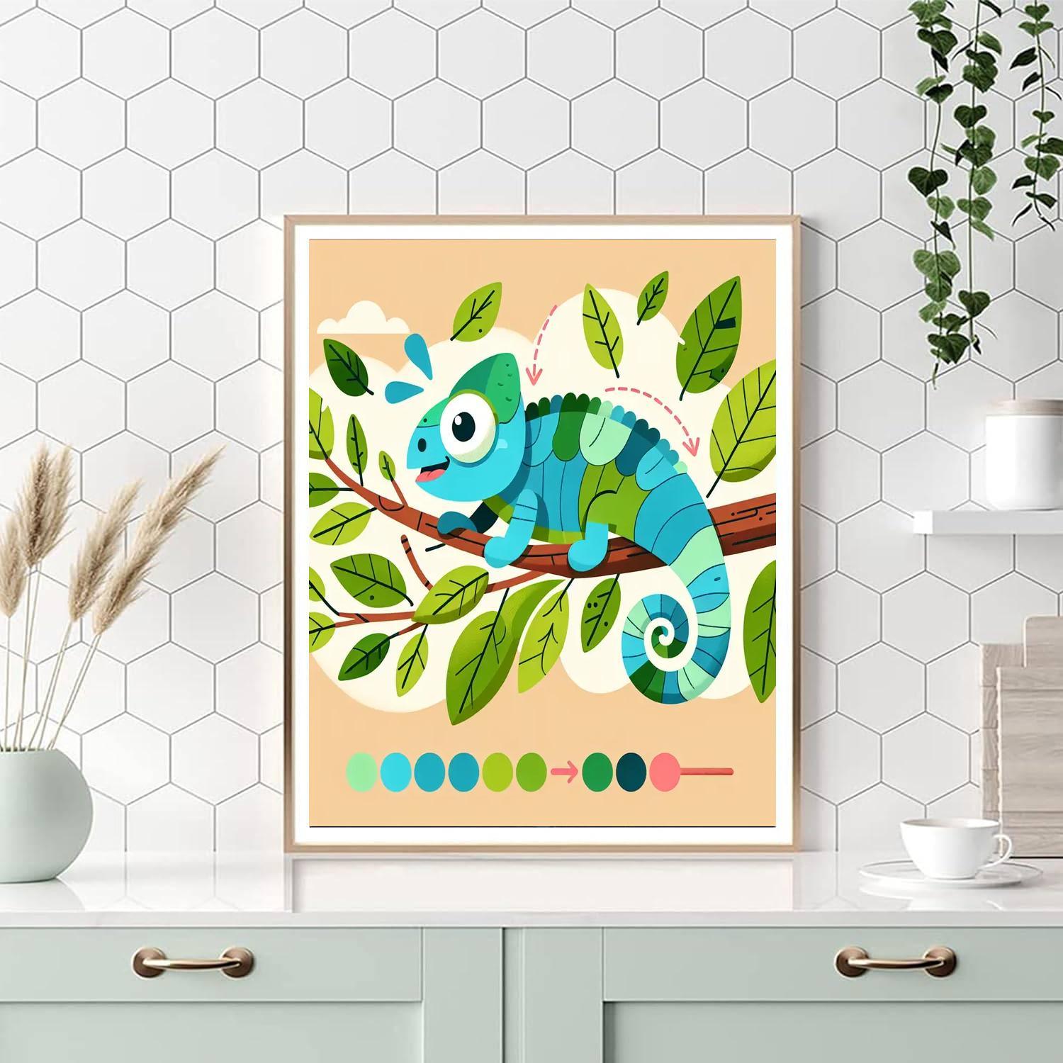 Rainbow Chameleon Painting By Numbers Kit