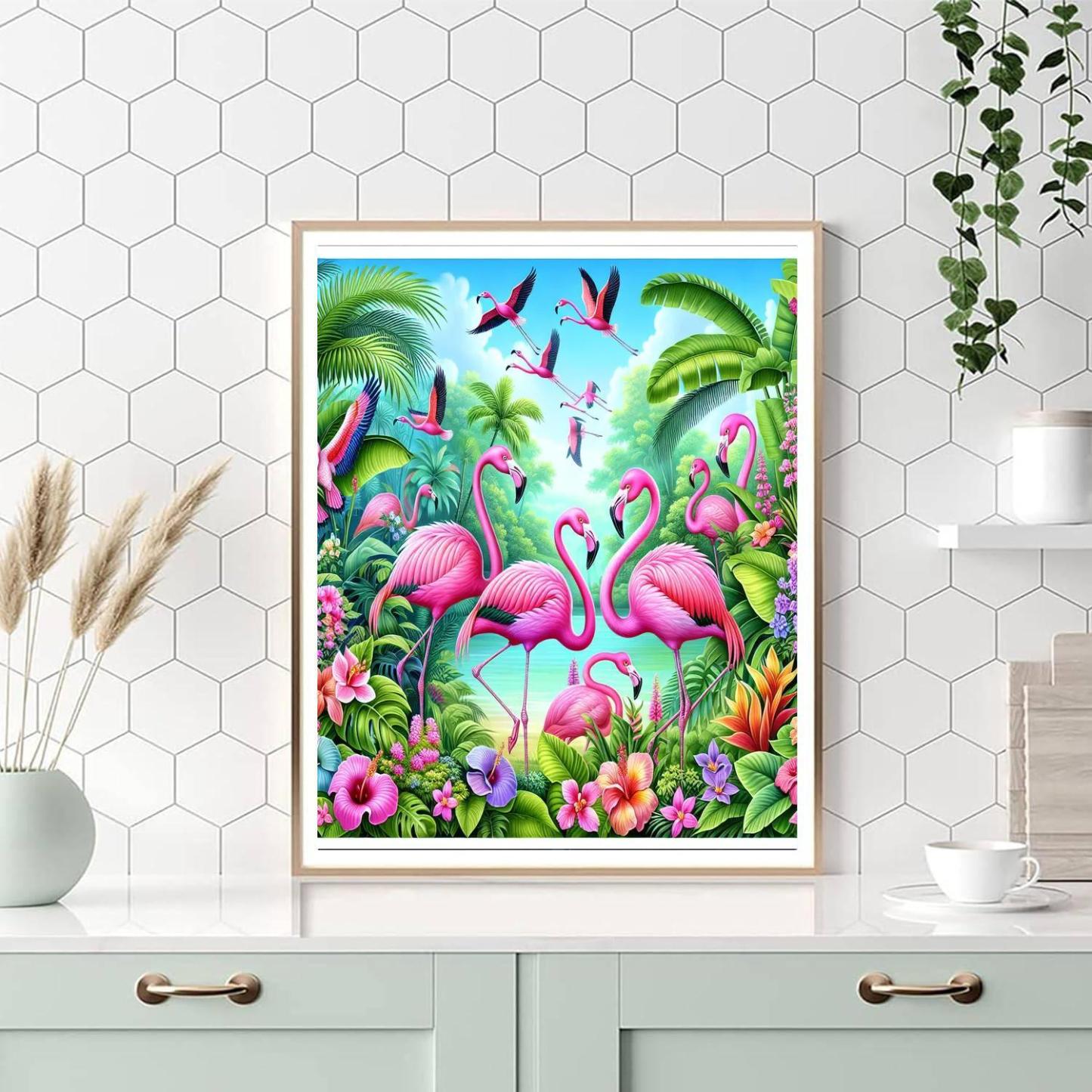 Dancing Flamingos In Paradise Paint By Numbers