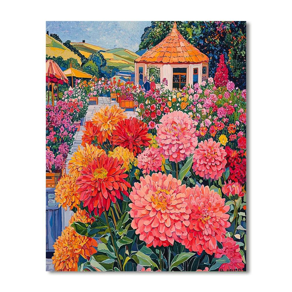 David Hockney Inspired Vivid Floral Display  Paint By Number