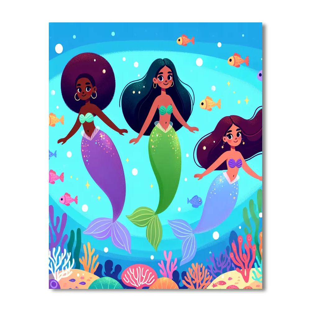 Rainbow Mermaid Magic Number Painting