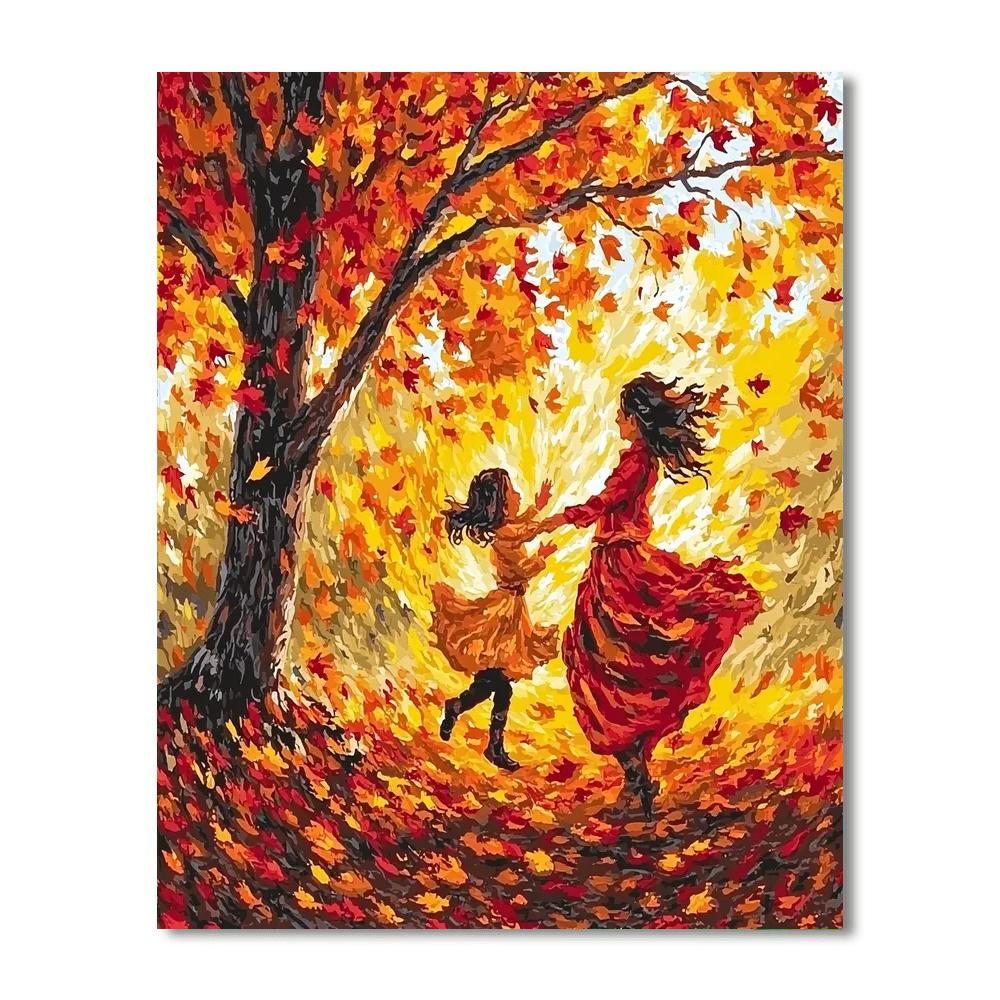 Dancing Leaves Of Love Number Painting