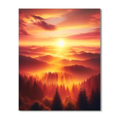 Golden Sunrise Splendor Number Painting