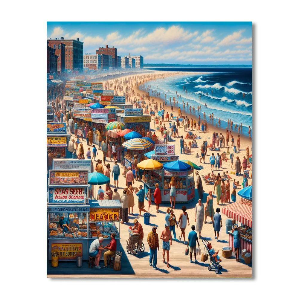 Lively Beach Boardwalk Painting By Numbers Kit