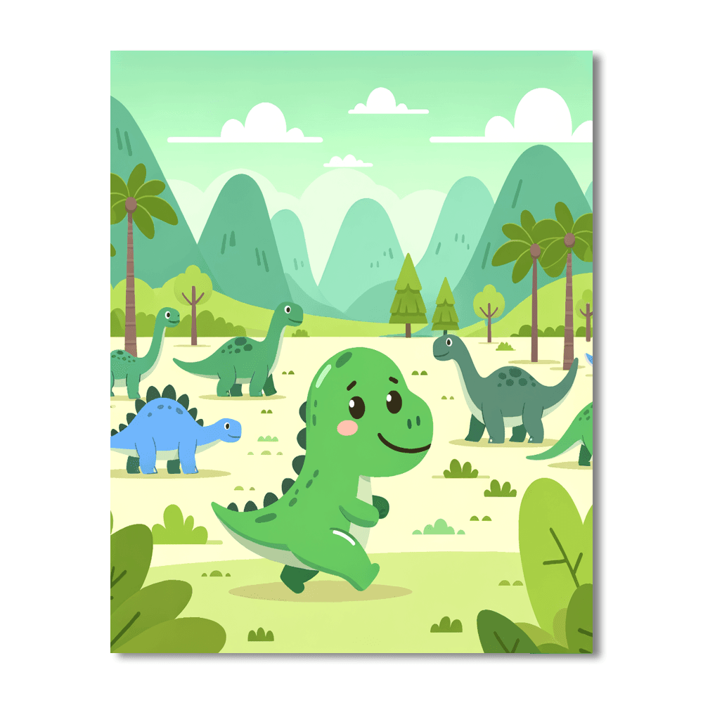 Friendly Dinosaur Valley DIY Paint By Numbers