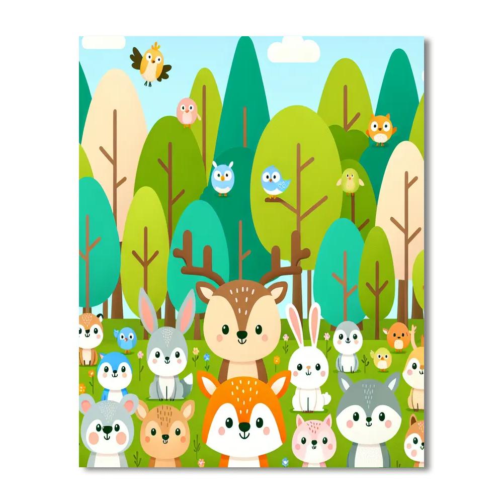 Friendly Woodland Friends Paint By Numbers Art