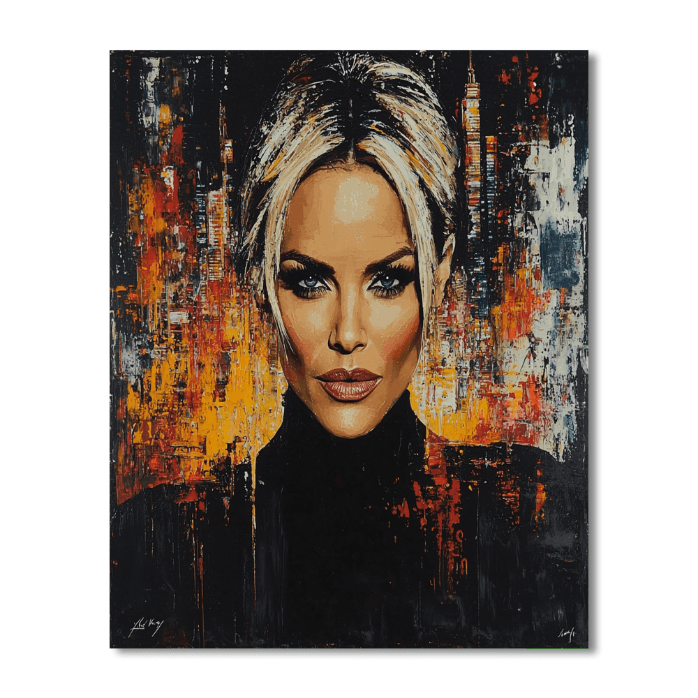 Charlize Theron: Elegance Amidst Atomic Fury Painting Number Kit