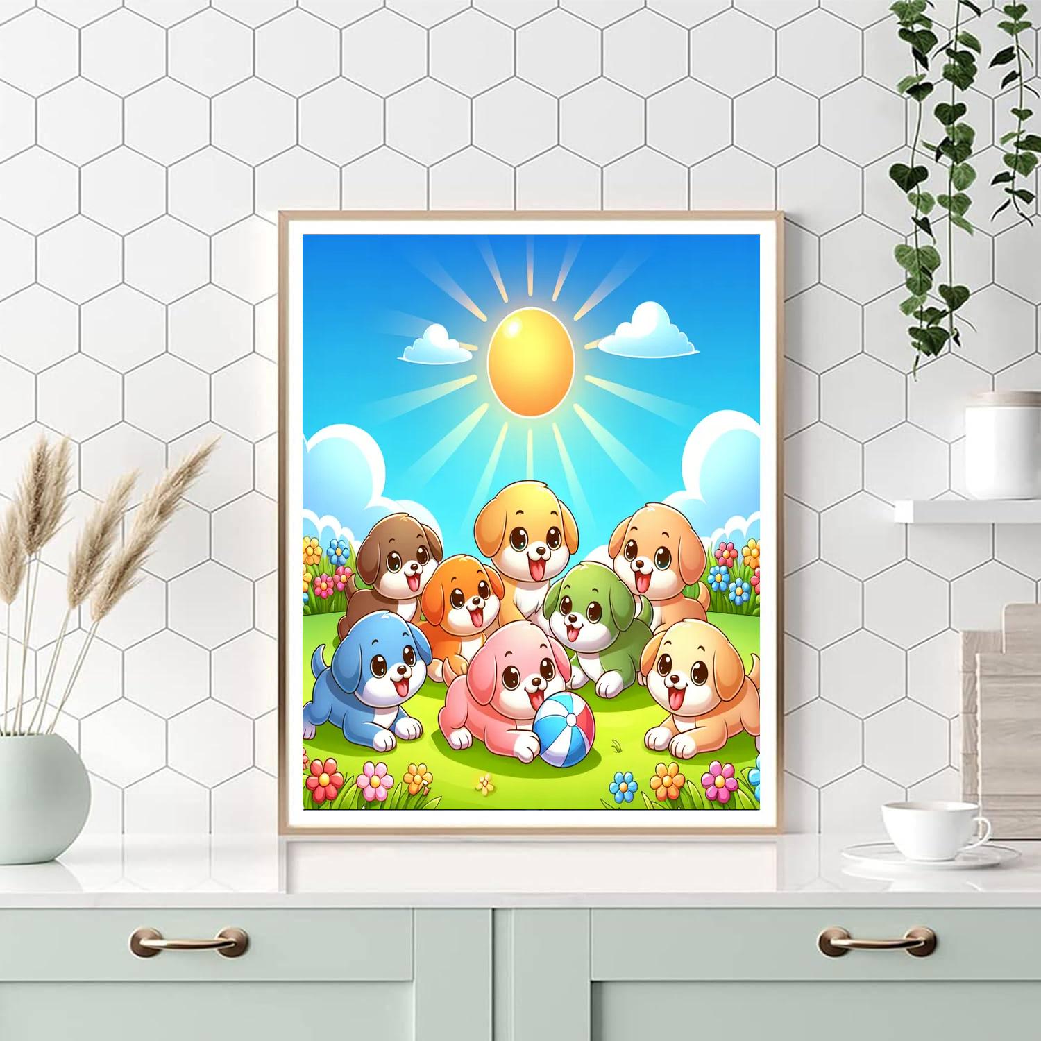 Playtime With Puppies Paint By Numbers Kits