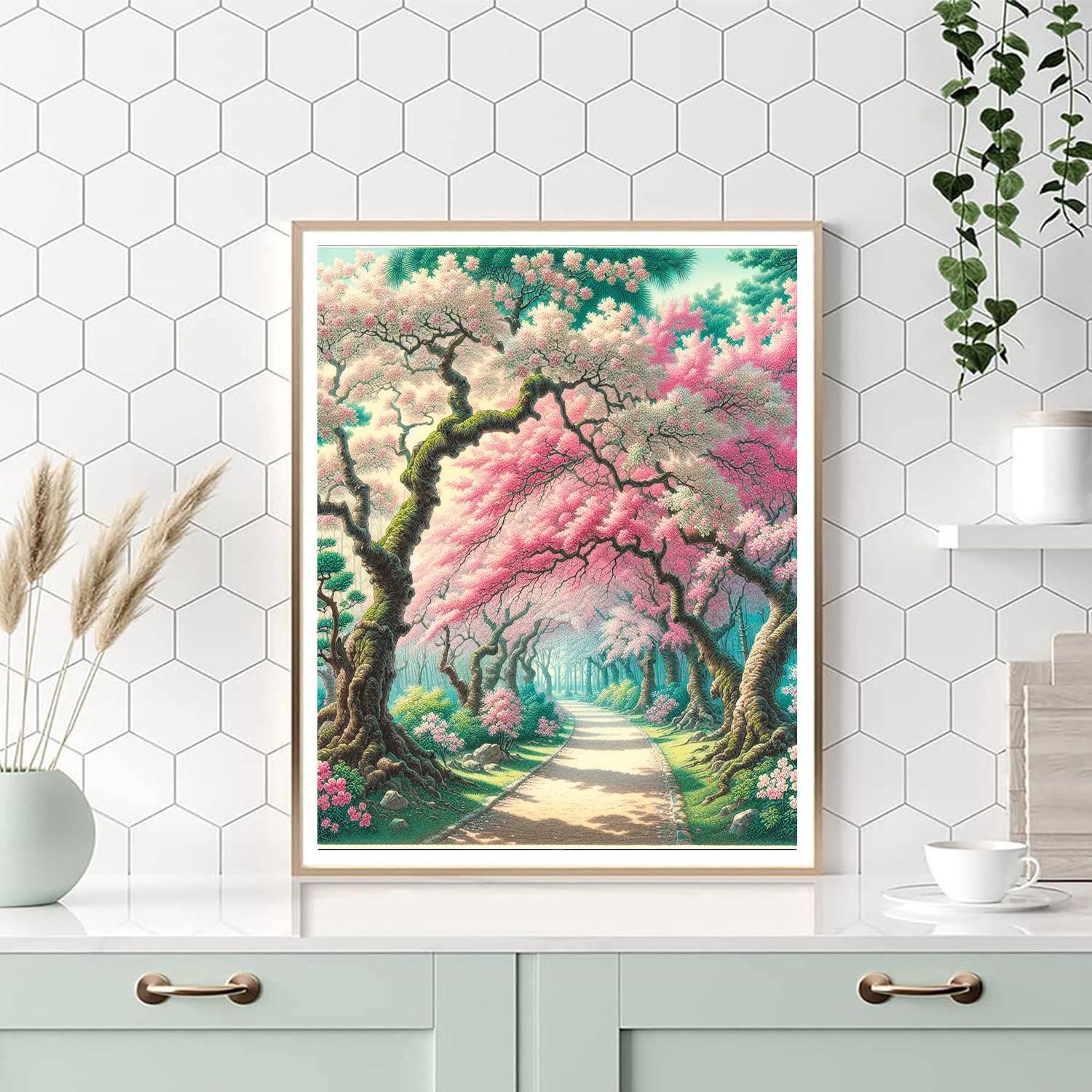 Traditional Japanese Cherry Blossom Path Paint By Numbers Kits