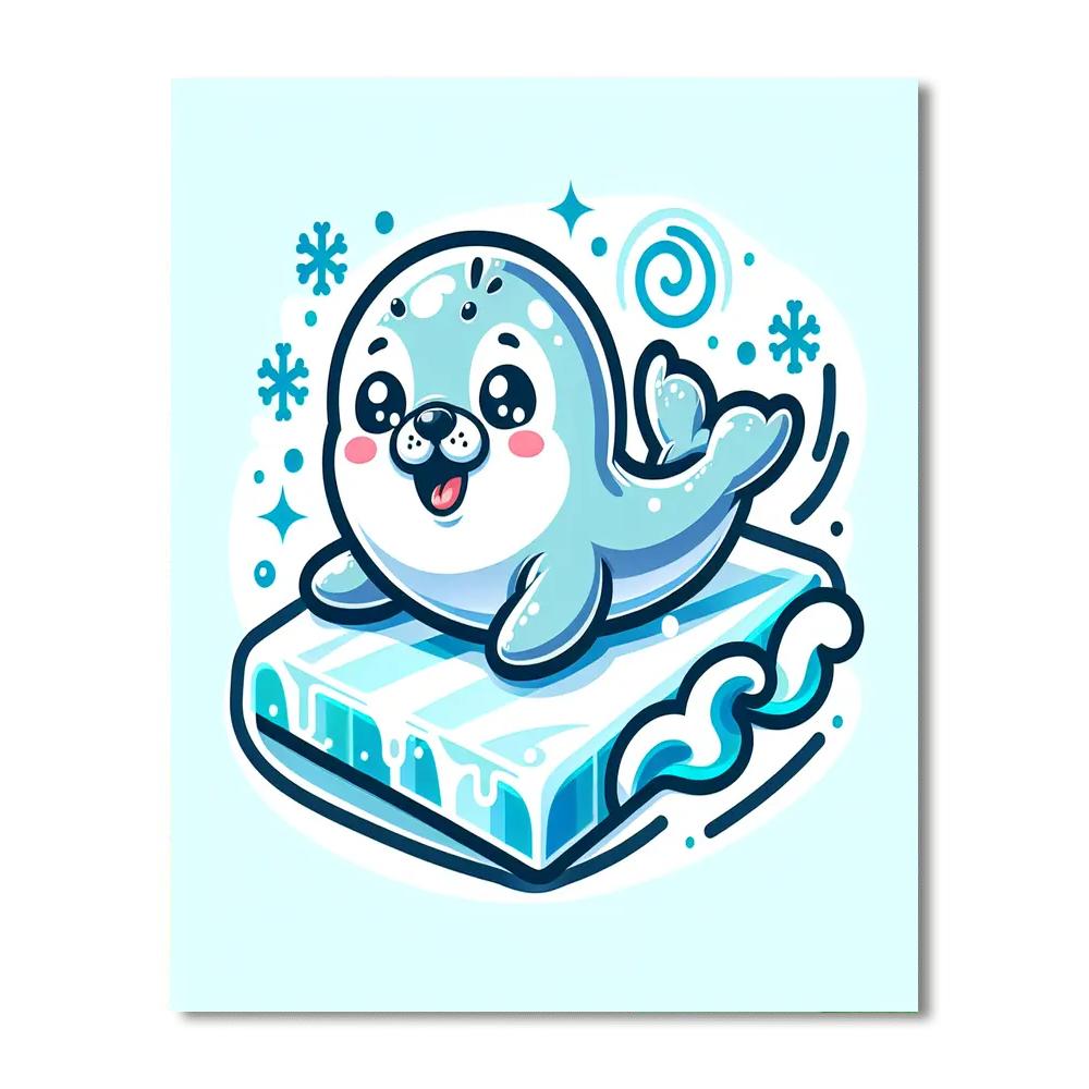 Playful Baby Seal Numbered Painting Kits