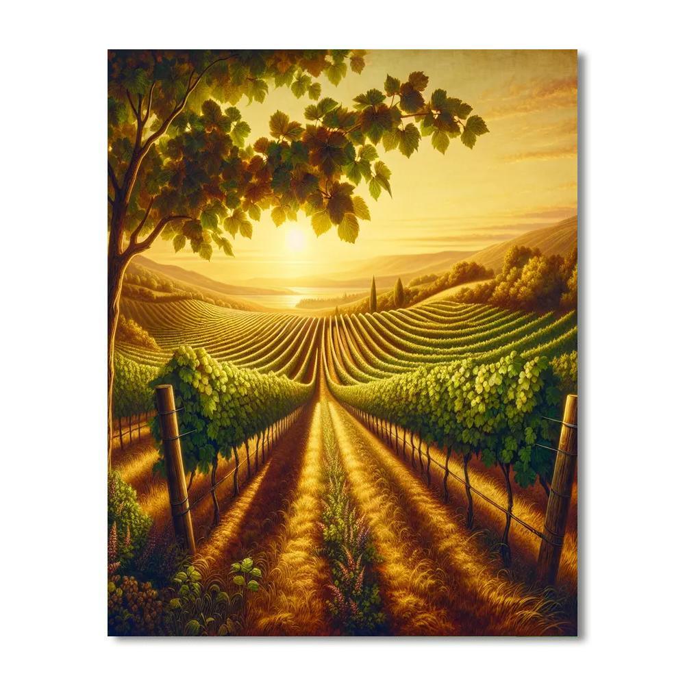 Elegant Vineyard Vista Numbered Painting Kits