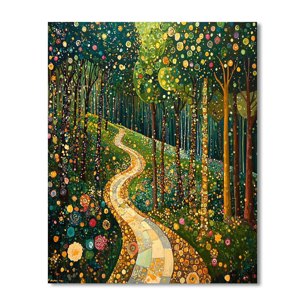 Gustav Klimt Inspired Whimsical Forest Path  Numbered Painting Kits